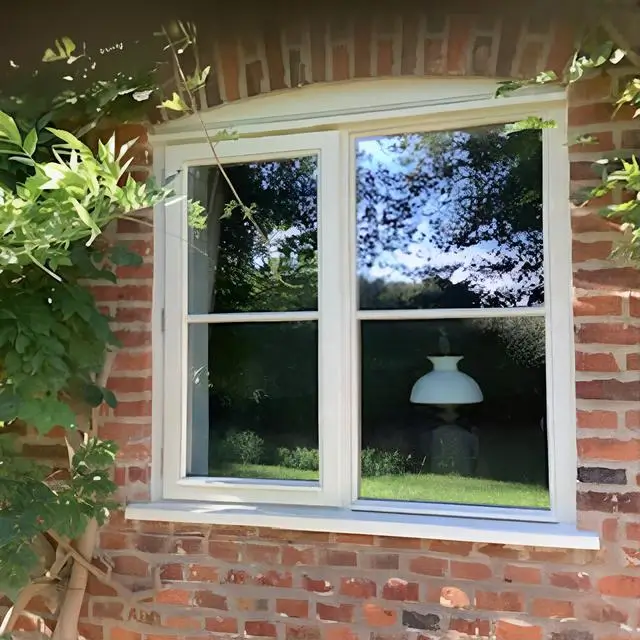 White timber sliding sash window